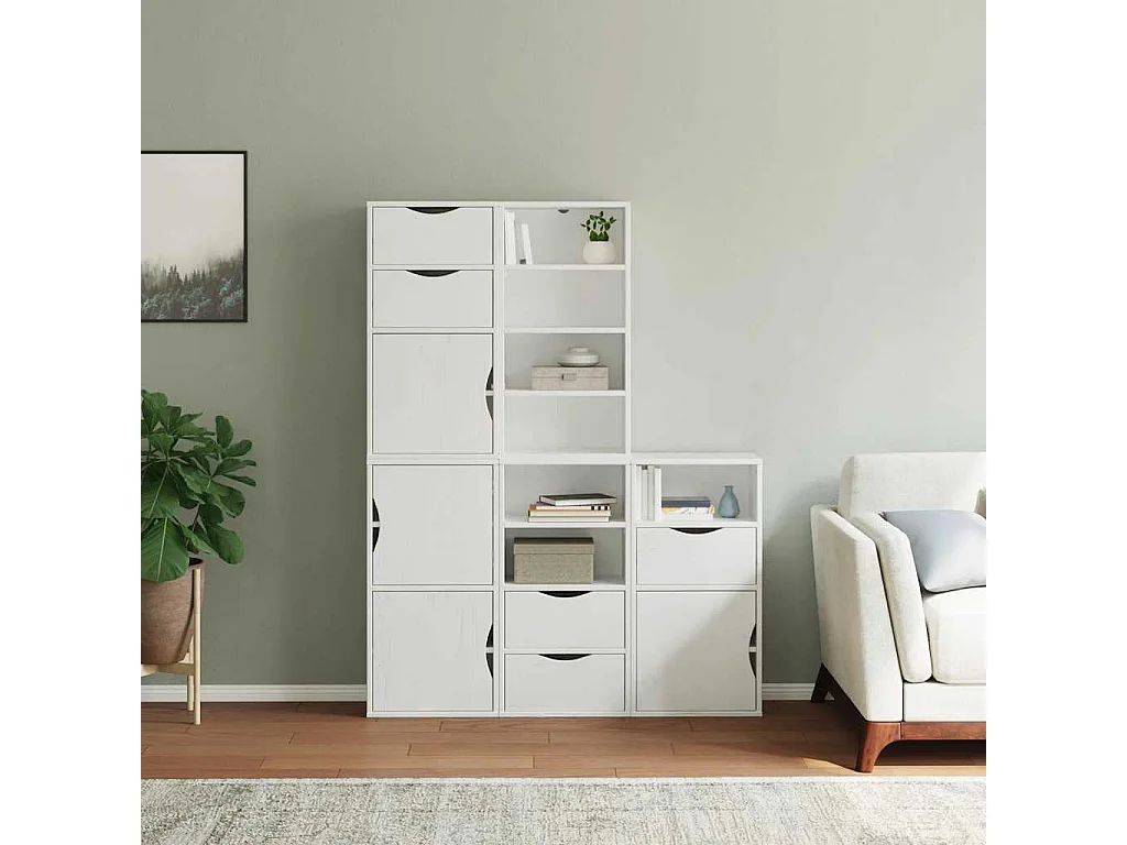 Mobiletto laterale 5 pezzi ODDA bianco 40x24x79 cm in legno massello di pino