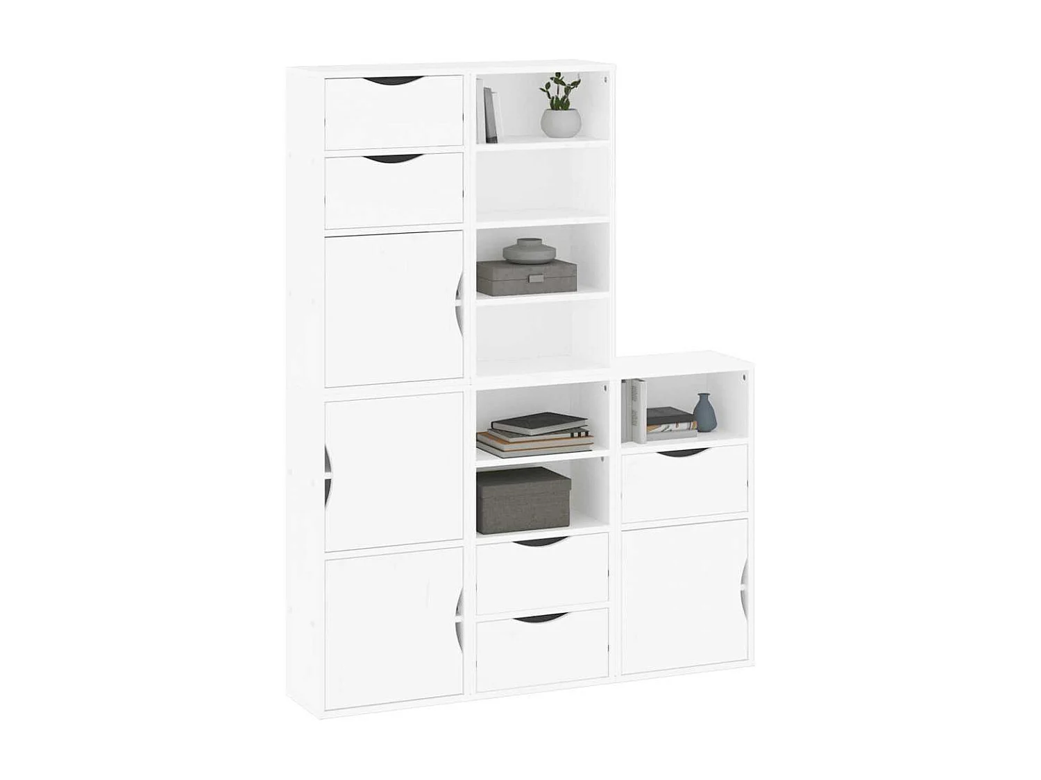 Mobiletto laterale 5 pezzi ODDA bianco 40x24x79 cm in legno massello di pino