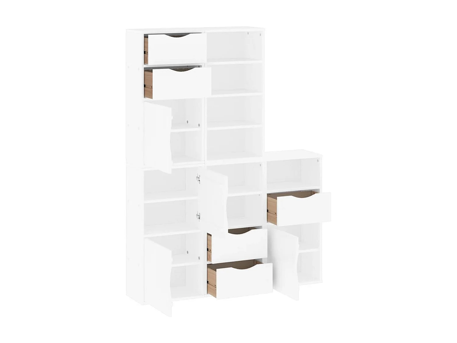 Mobiletto laterale 5 pezzi ODDA bianco 40x24x79 cm in legno massello di pino