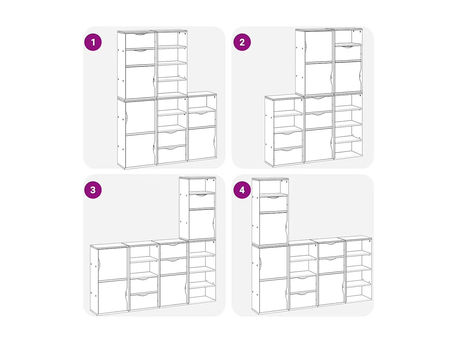 Mobiletto laterale 5 pezzi ODDA bianco 40x24x79 cm in legno massello di pino