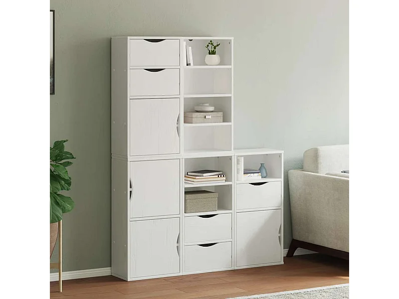 Mobiletto laterale 5 pezzi ODDA bianco 40x24x79 cm in legno massello di pino