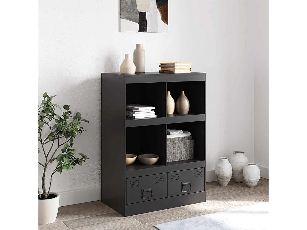Buffet haut noir 67x39x95 cm acier