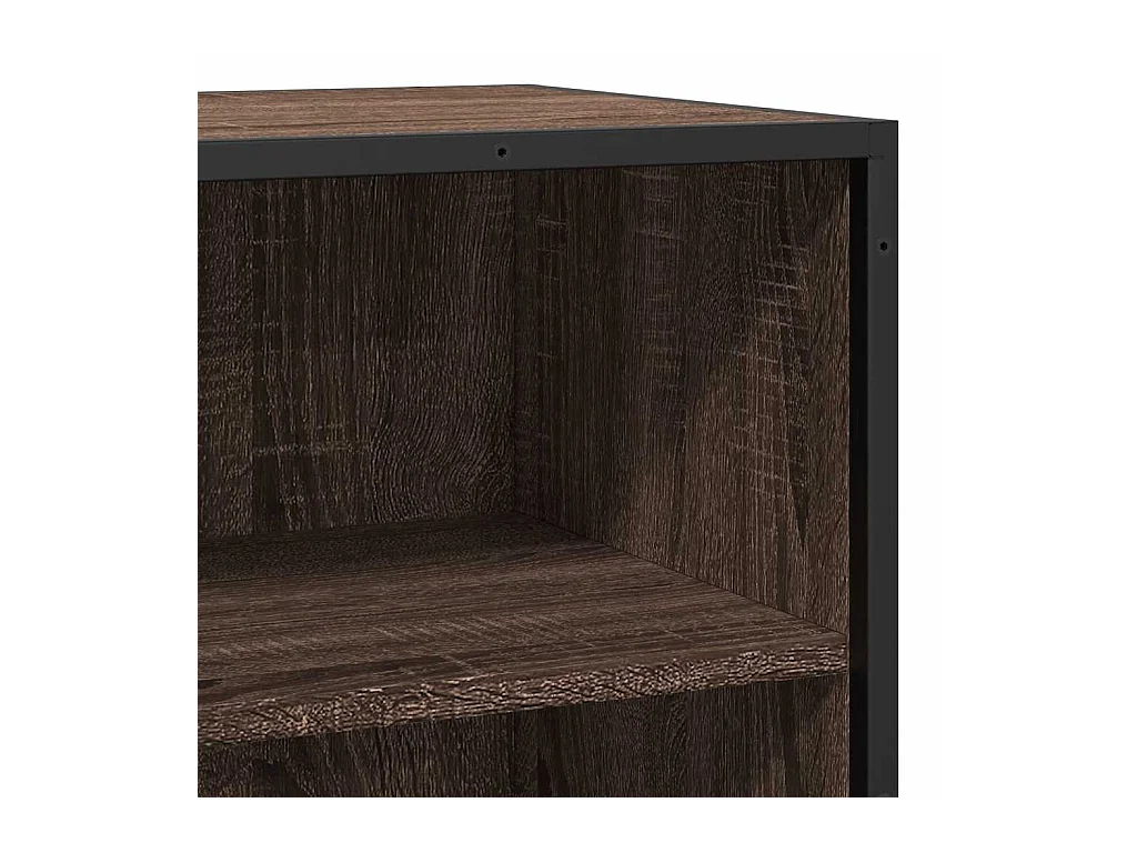 Bruin eiken dressoir 35,5x35x76 cm bewerkt hout en metaal