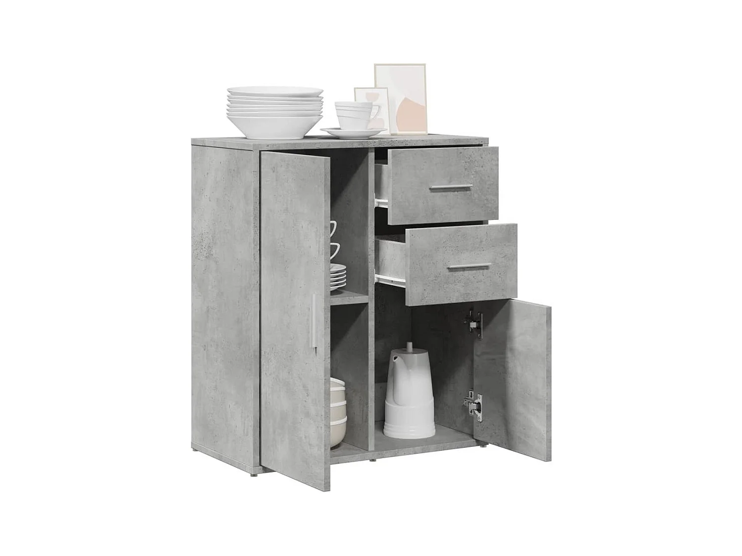 Buffet gris béton 60x31x70 cm bois d'ingénierie