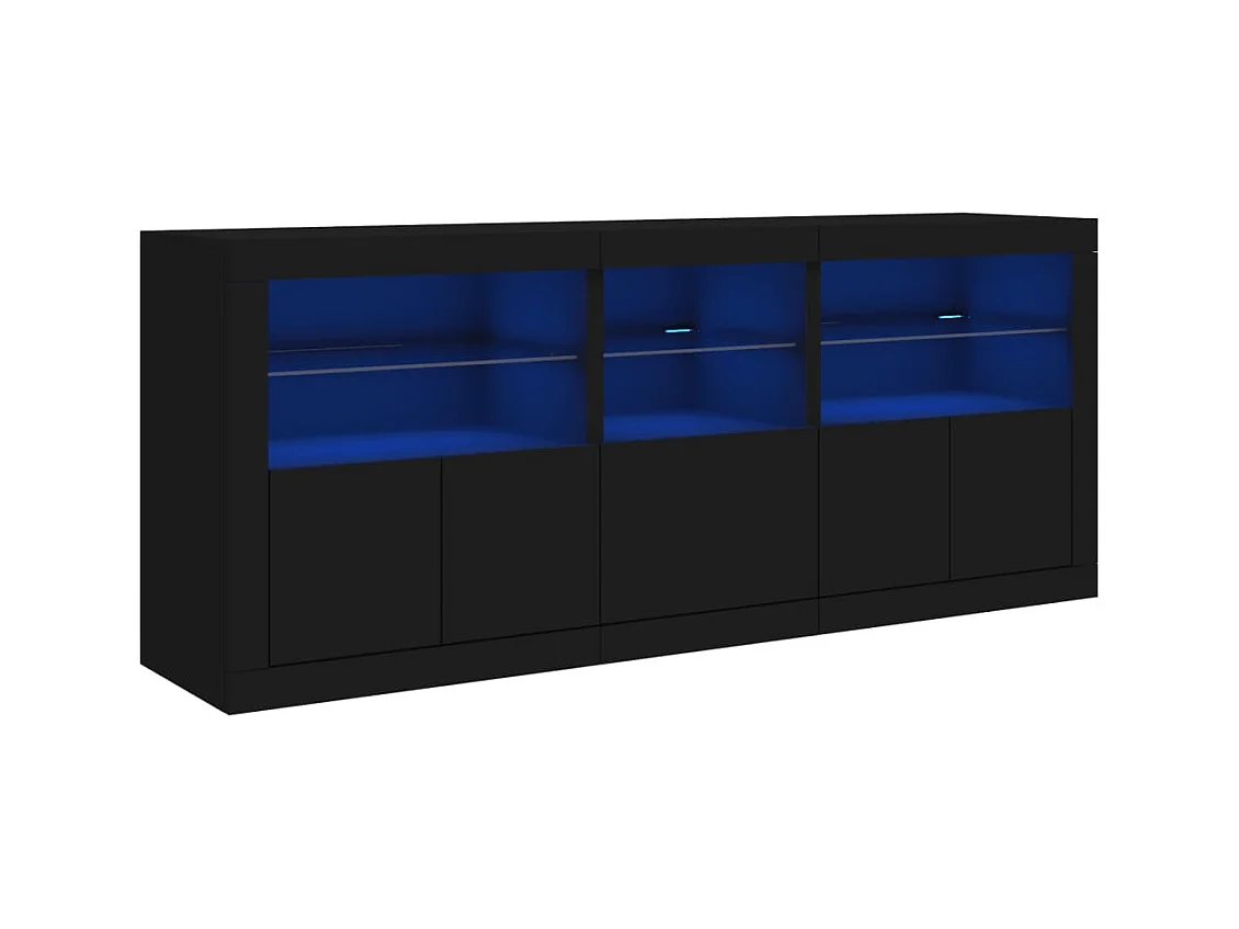 Dressoir met LED-verlichting zwart 162x37x67 cm