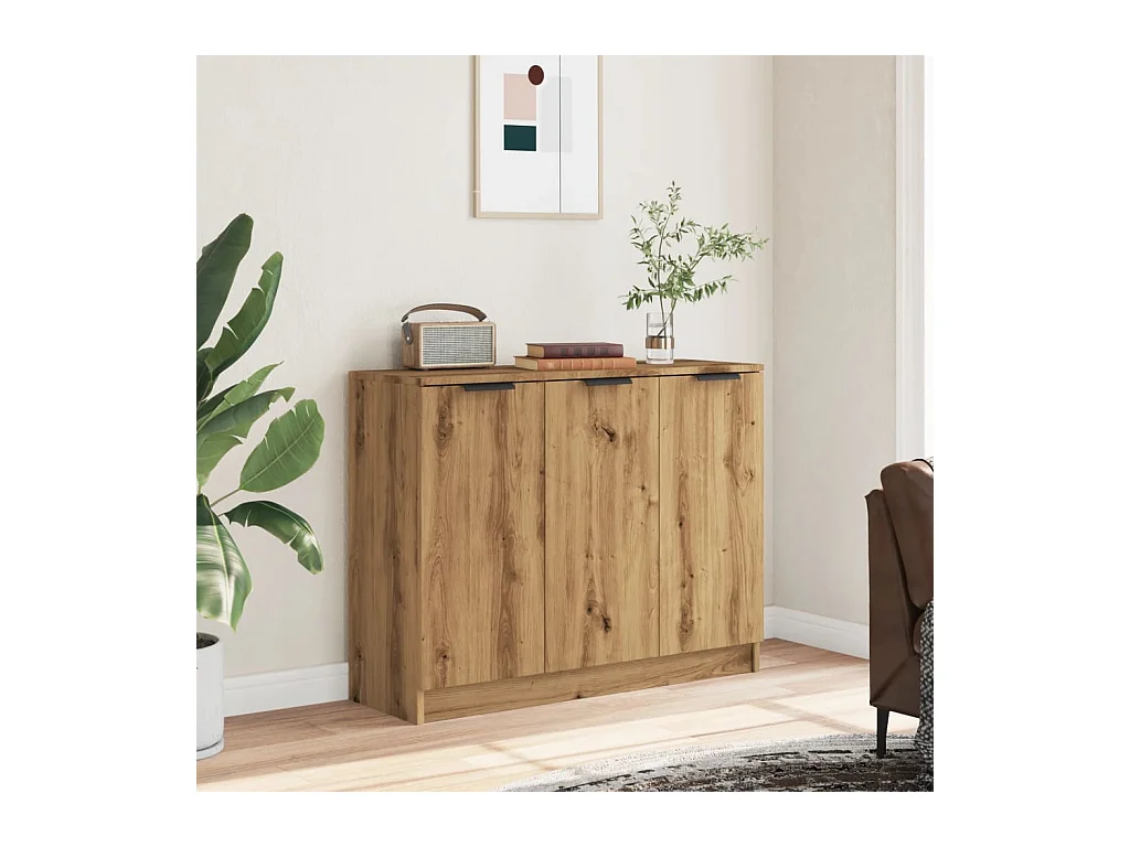 Buffet chêne artisanal 90,5x30x70 cm bois d'ingénierie