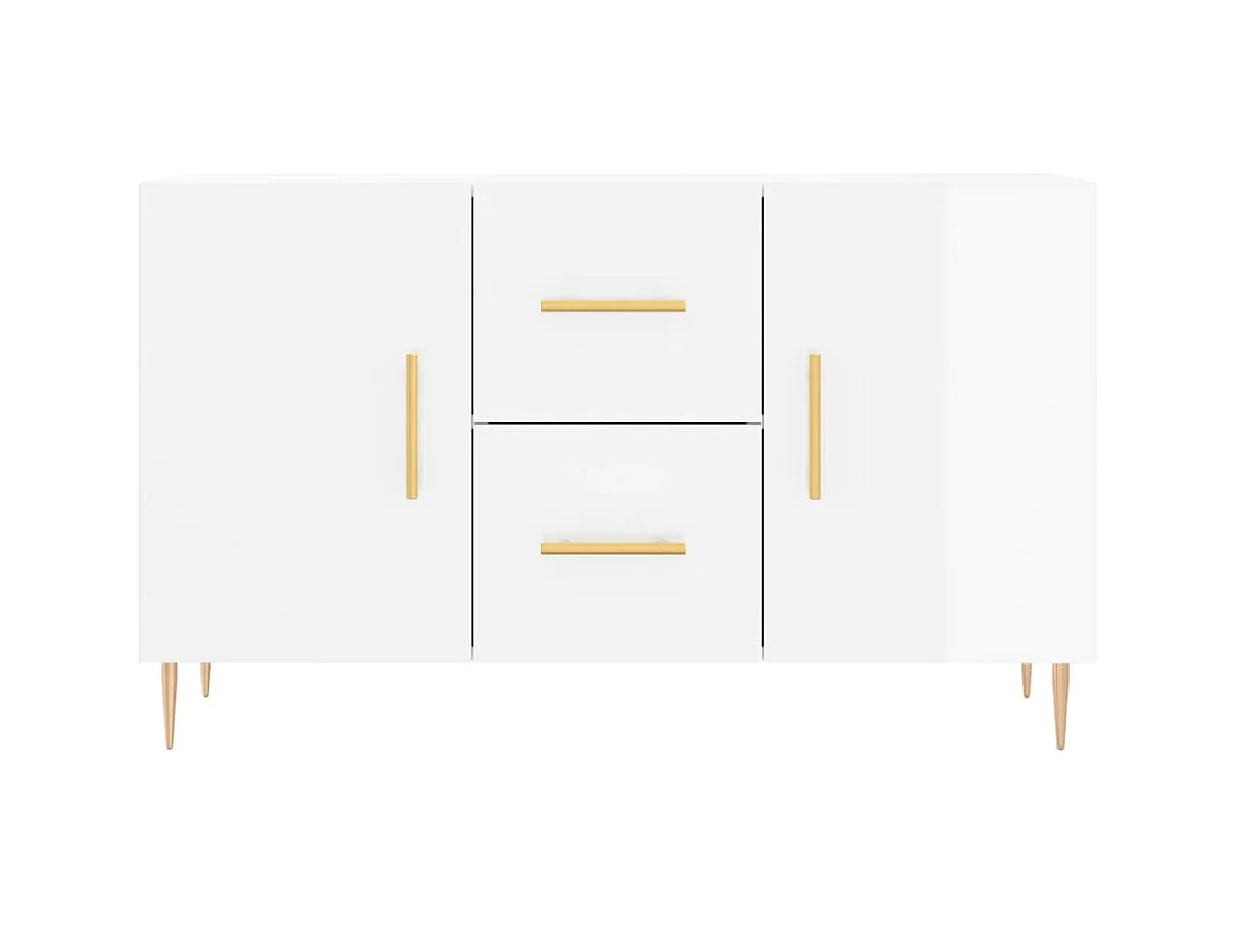 Buffet blanc brillant 100x36x60 cm bois d'ingénierie