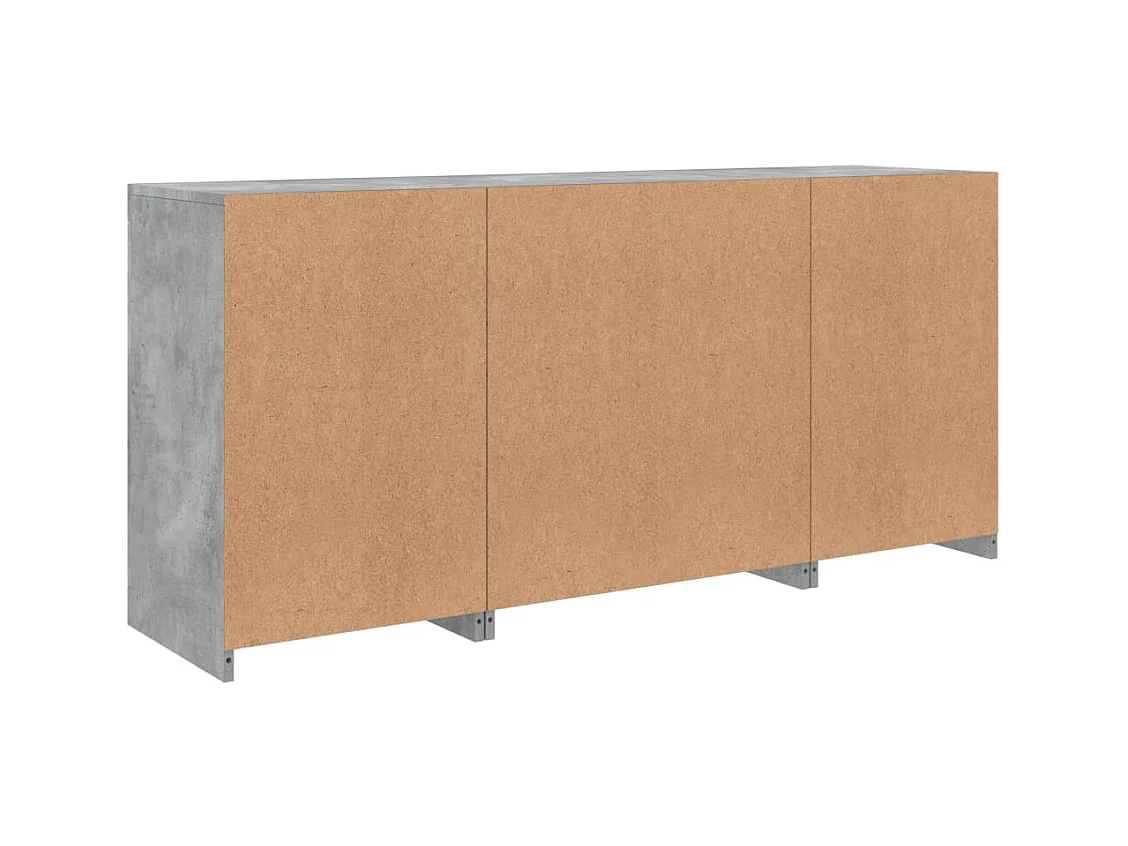 Buffet avec lumières LED gris béton 142,5x37x67 cm