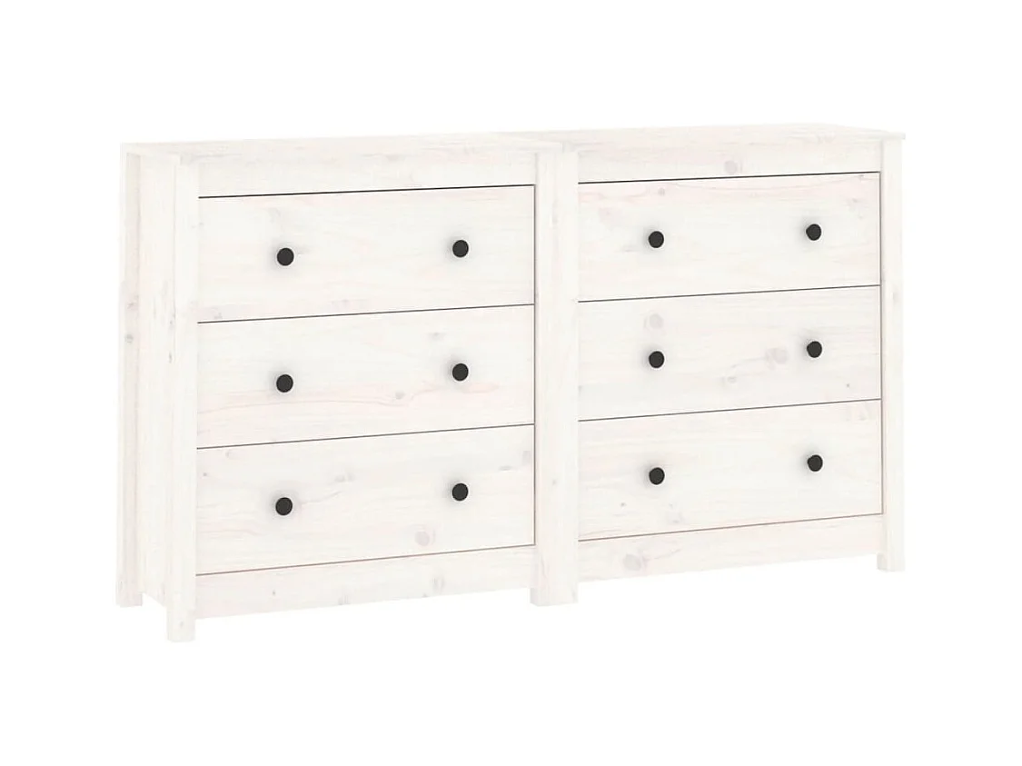 Buffet Blanc 140x35x80 cm Bois massif de pin