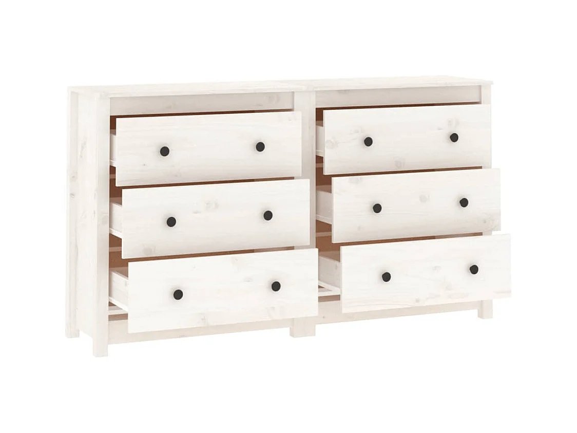 Buffet Blanc 140x35x80 cm Bois massif de pin