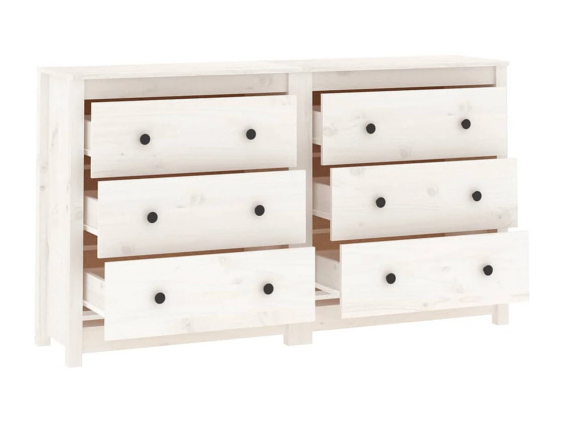 Buffet Blanc 140x35x80 cm Bois massif de pin