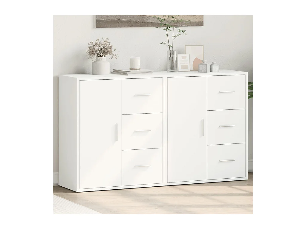 Buffets 2 pcs blanc 60x31x70 cm bois d'ingénierie