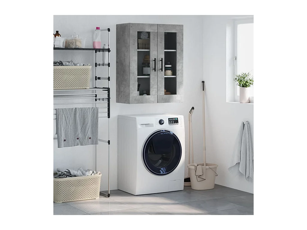 Armoire murale gris béton 69,5x34x90 cm