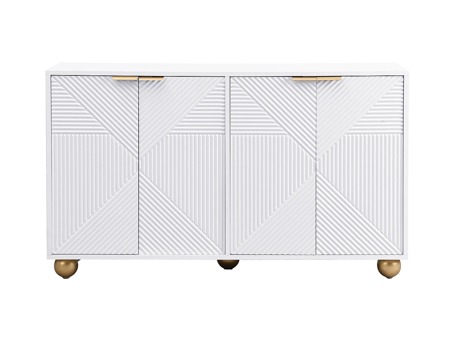 Buffet blanc avec 4 portes, étagères réglables, dimensions 120x35x71,5 cm