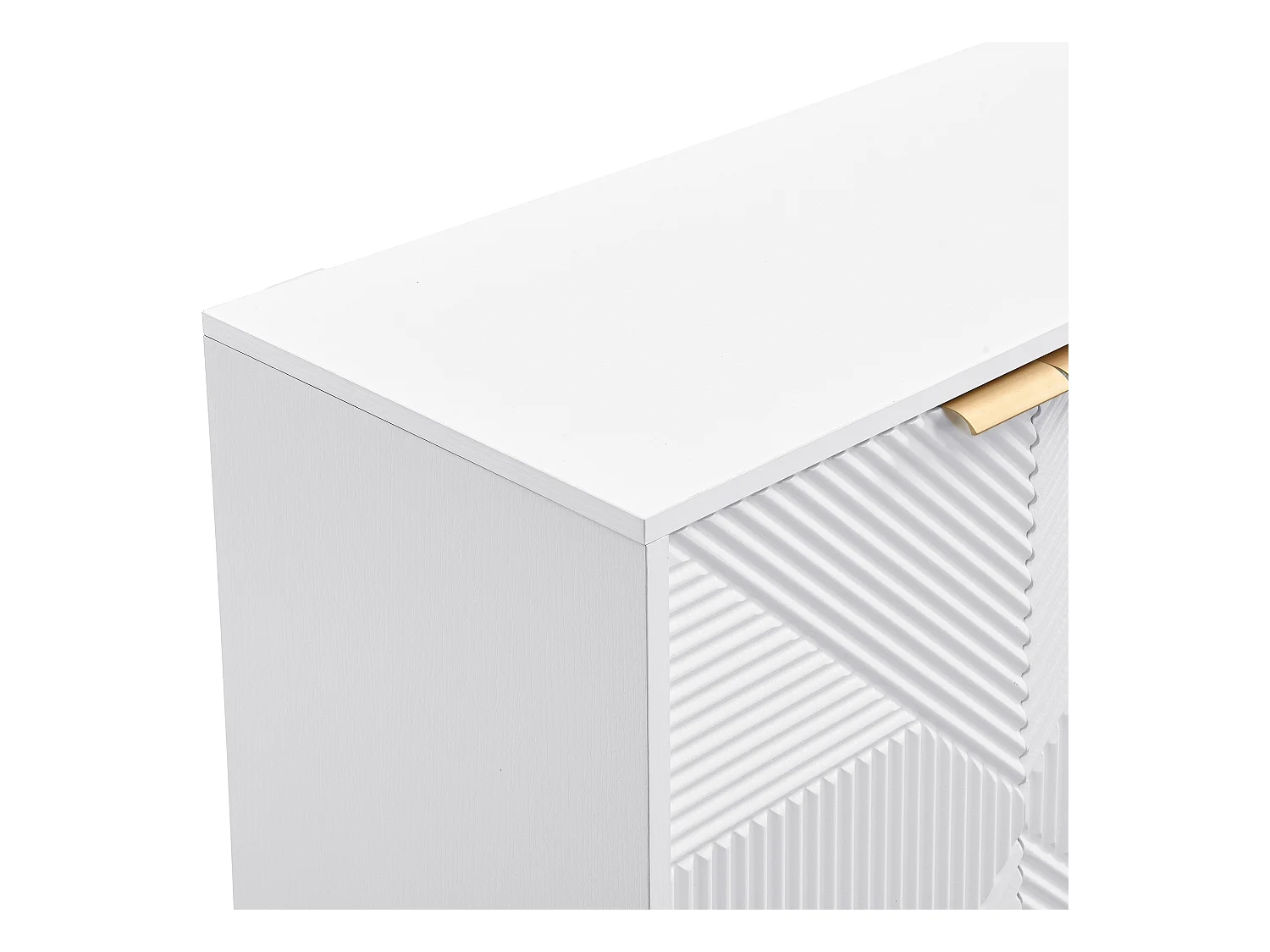 Buffet blanc avec 4 portes, étagères réglables, dimensions 120x35x71,5 cm