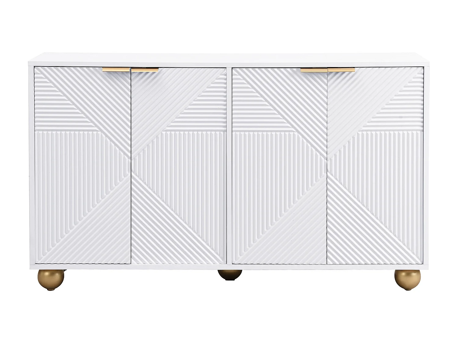 Buffet blanc avec 4 portes, étagères réglables, dimensions 120x35x71,5 cm