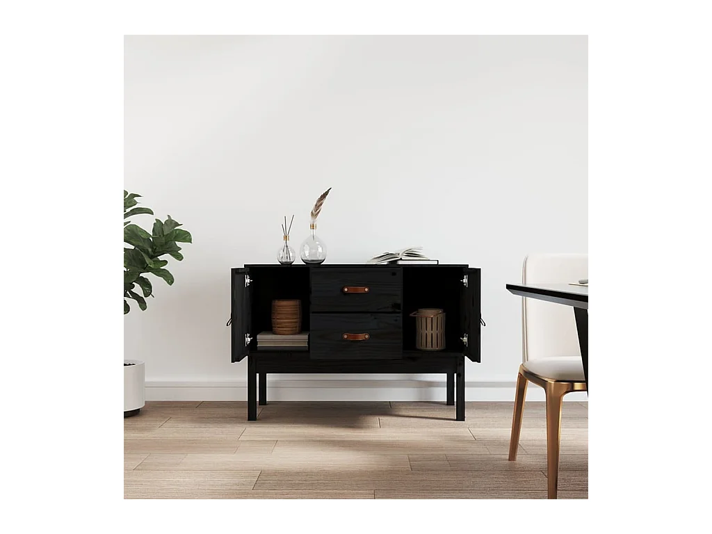 Buffet Noir 110x40x78 cm Bois massif de pin