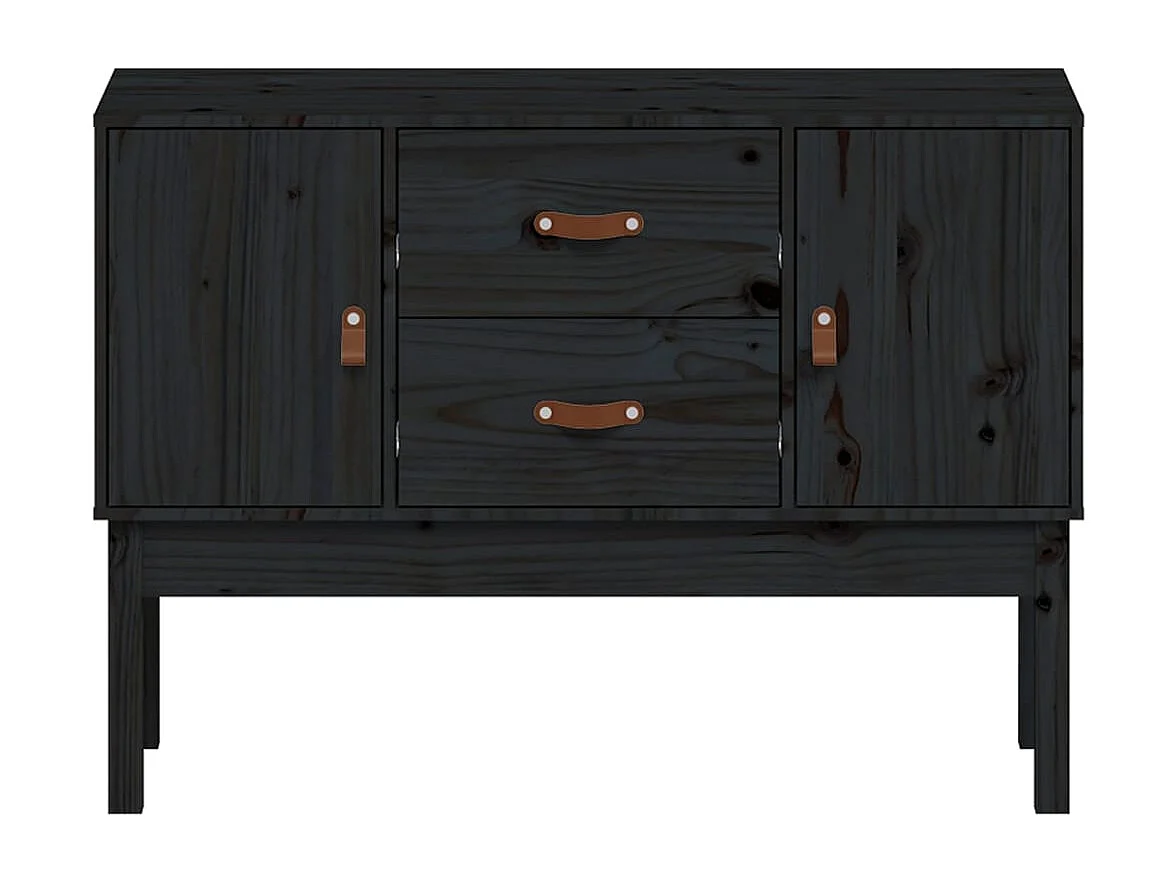 Buffet Noir 110x40x78 cm Bois massif de pin