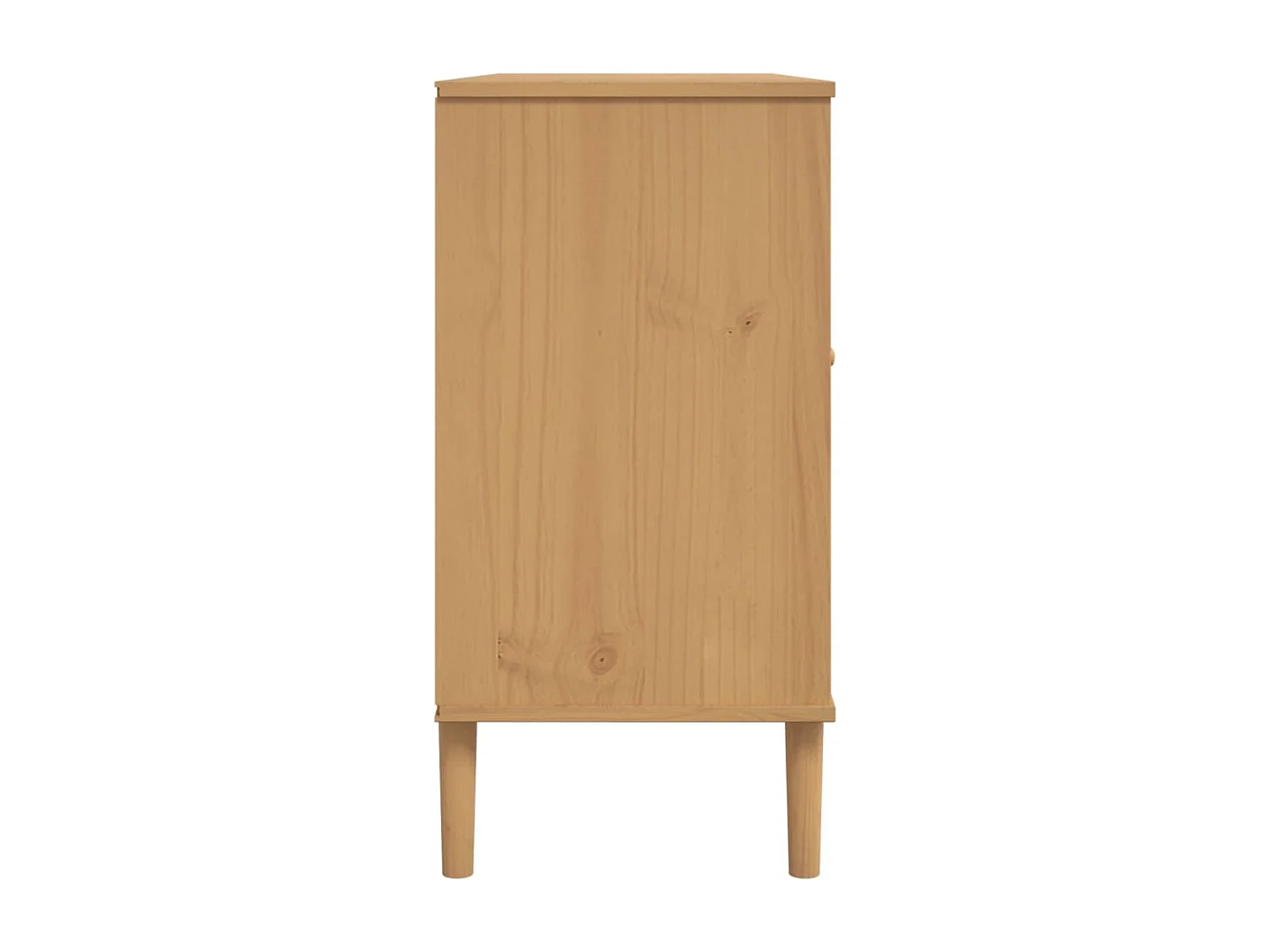 Buffet aspect rotin marron 112x40x80cm bois massif de pin