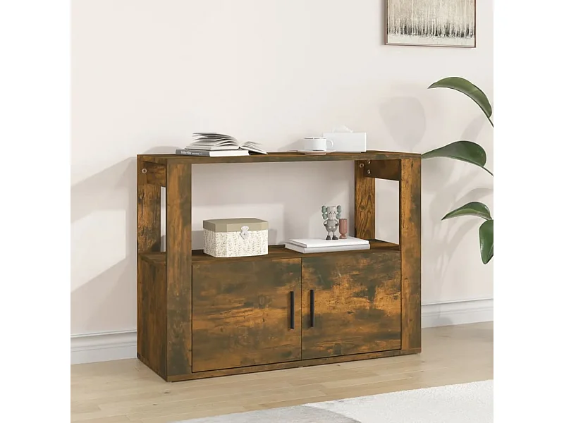 Buffet Chêne fumé 80x30x60 cm Bois d'ingénierie