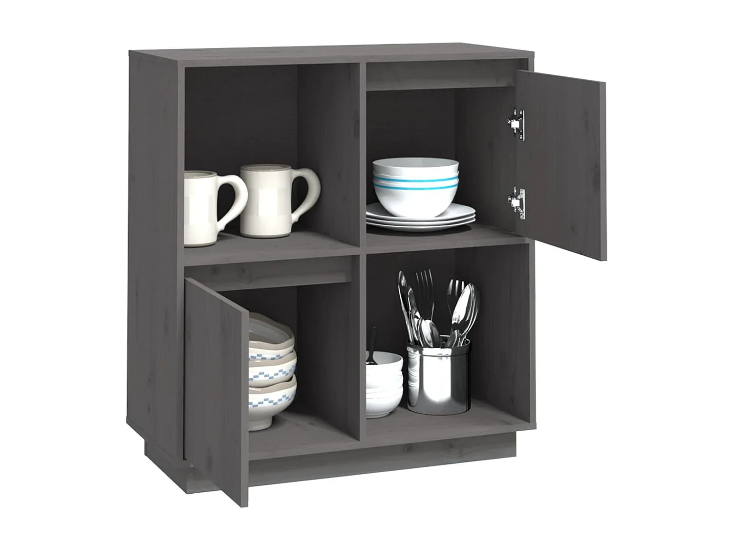 Buffet Gris 74x35x80 cm Bois massif de pin