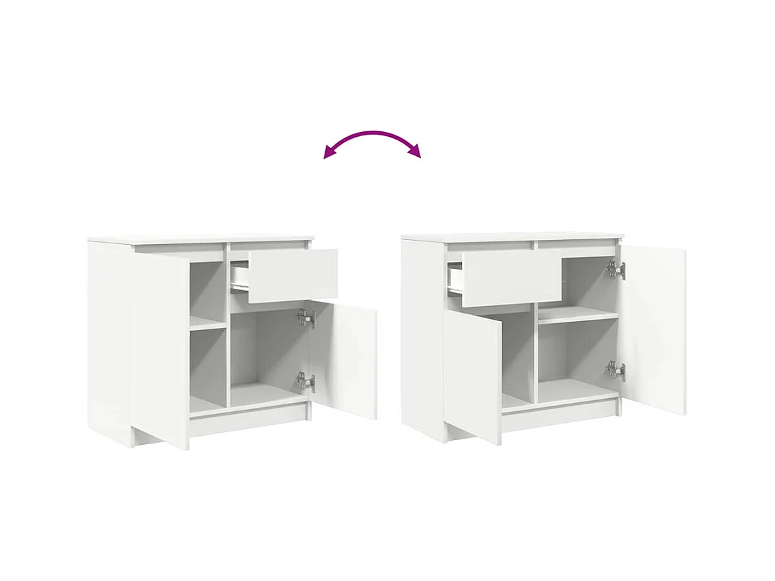 Buffet avec tiroir blanc 71x35x65 cm bois d'ingénierie