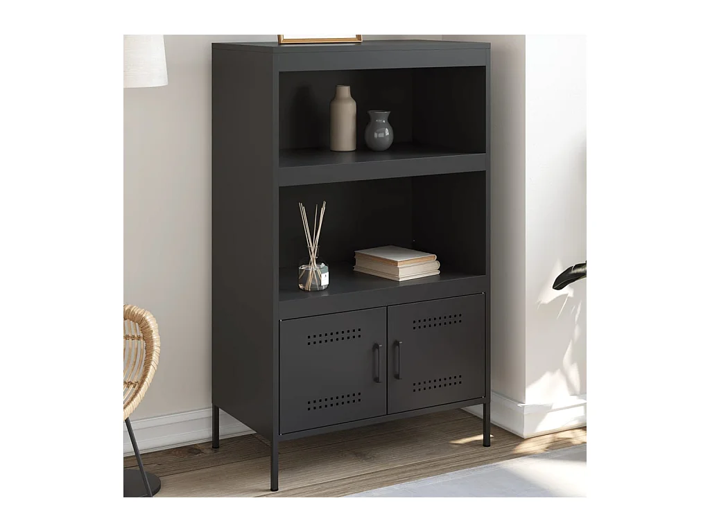 Buffet haut noir 68x39x113 cm acier