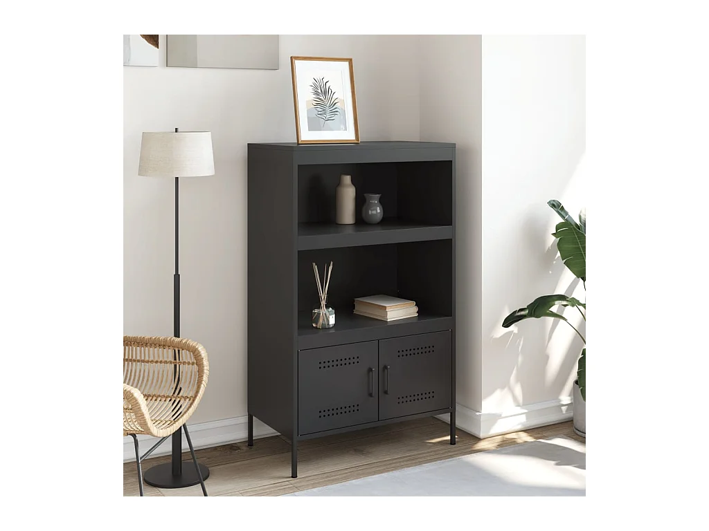 Buffet haut noir 68x39x113 cm acier