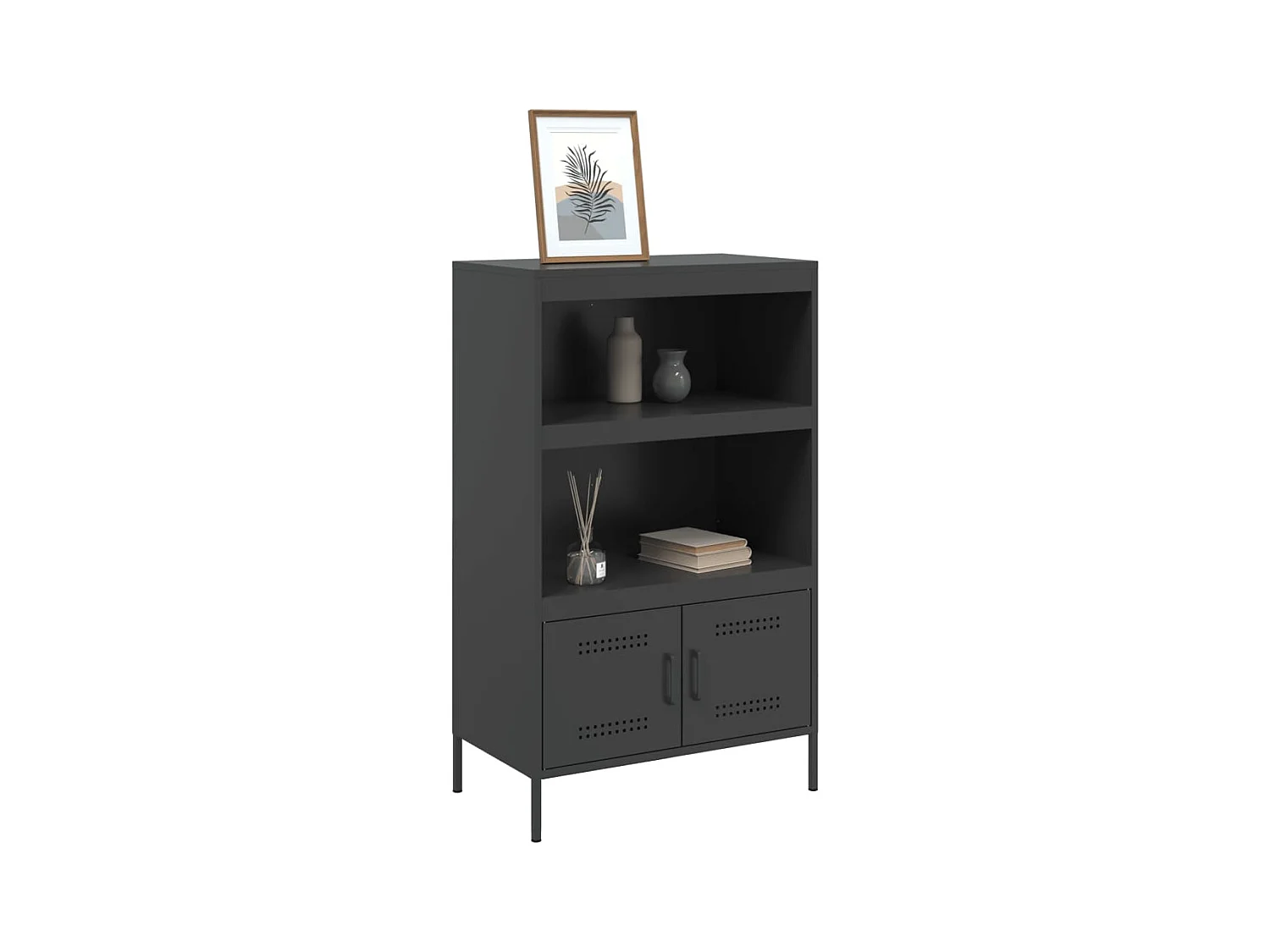 Buffet haut noir 68x39x113 cm acier