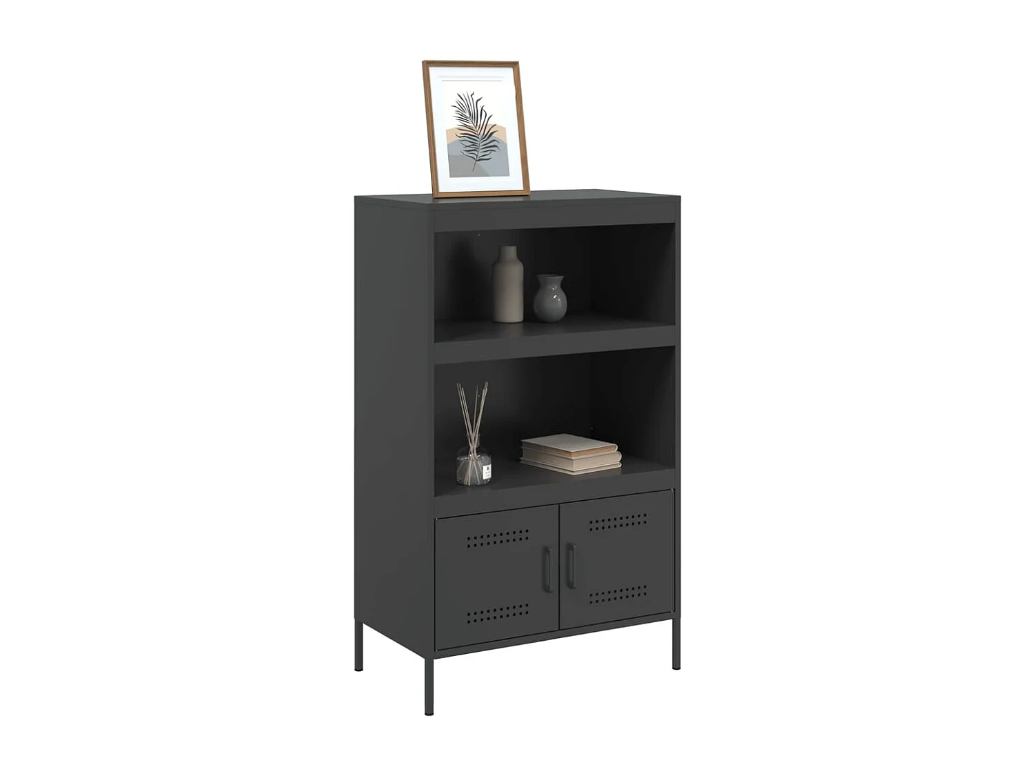 Buffet haut noir 68x39x113 cm acier
