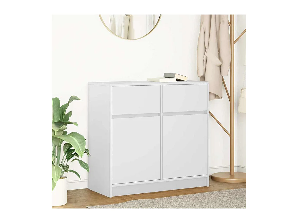 Buffet avec tiroir blanc 80x34x76 cm bois d'ingénierie