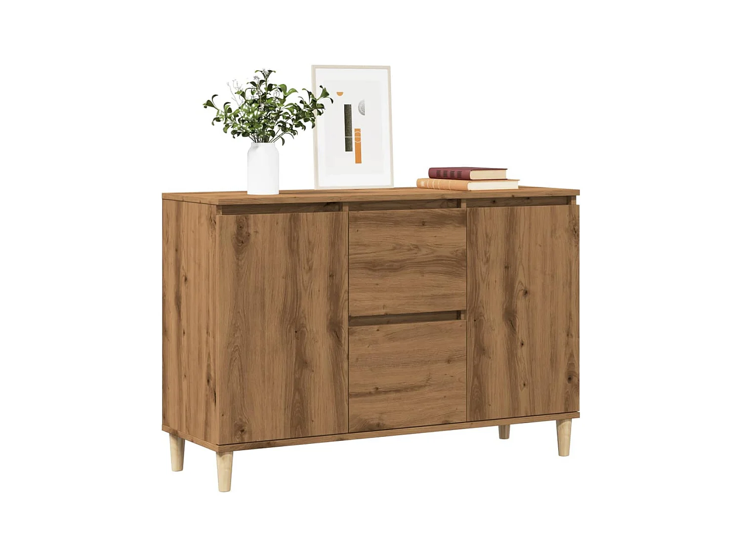 Buffet chêne artisanal 102x35x70 cm bois d'ingénierie