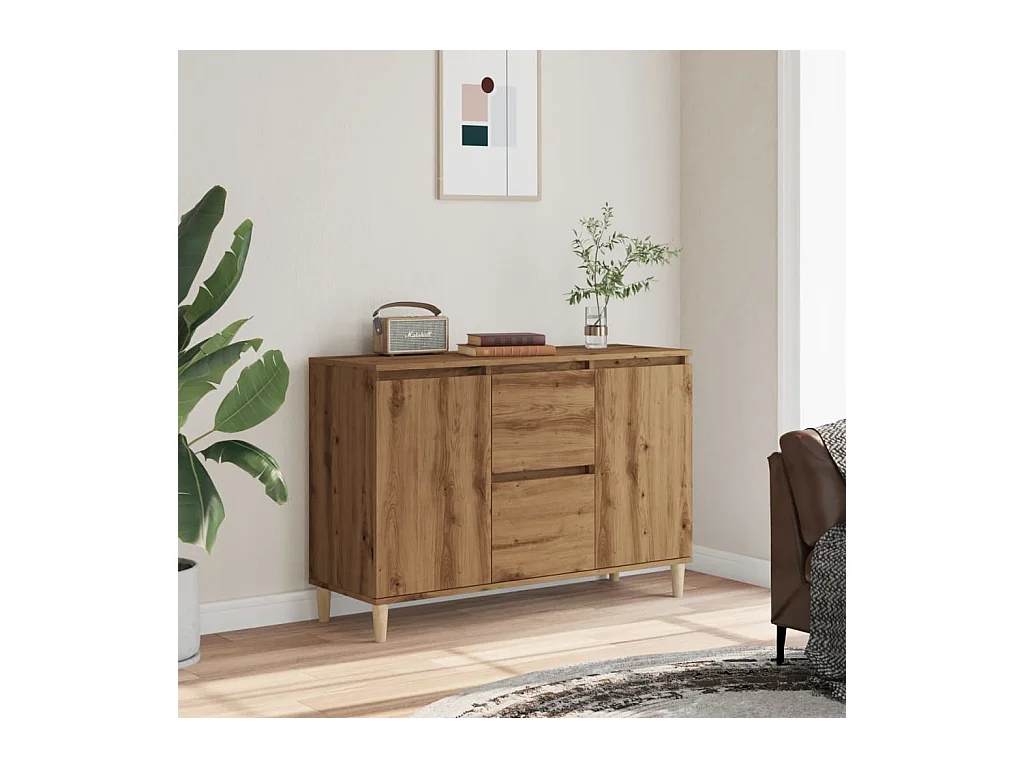 Buffet chêne artisanal 102x35x70 cm bois d'ingénierie