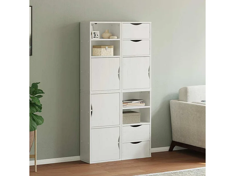 Armoires latérales 4 pcs ODDA blanc 40x24x79 cm bois massif pin