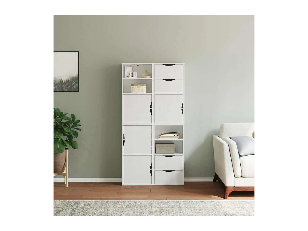 Mobili laterali ODDA da 4 pezzi, bianchi, 40x24x79 cm, legno di pino massello