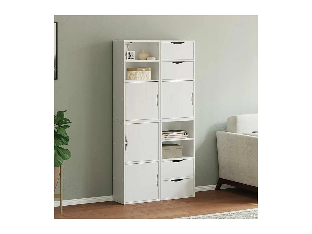 Armoires latérales 4 pcs ODDA blanc 40x24x79 cm bois massif pin
