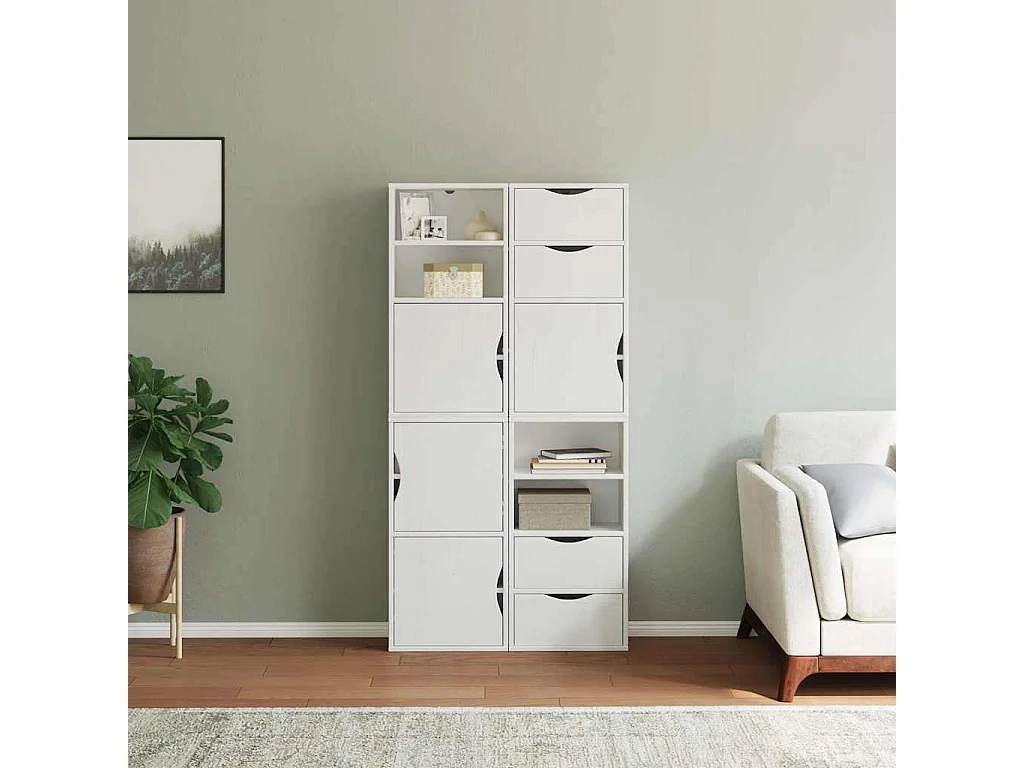 Armoires latérales 4 pcs ODDA blanc 40x24x79 cm bois massif pin