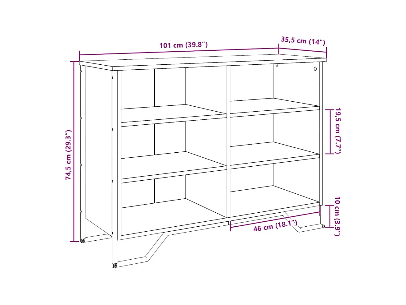 Buffet chêne marron 101x35,5x74,5 cm bois d'ingénierie
