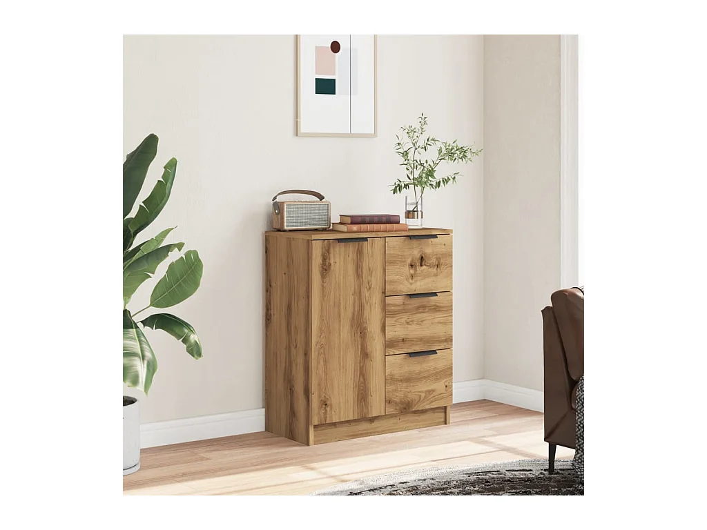 Buffet chêne artisanal 60x30x70 cm bois d'ingénierie