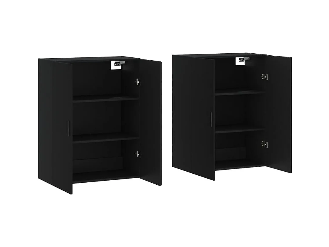 Armoires murales 2 pcs noir 69,5x34x90 cm