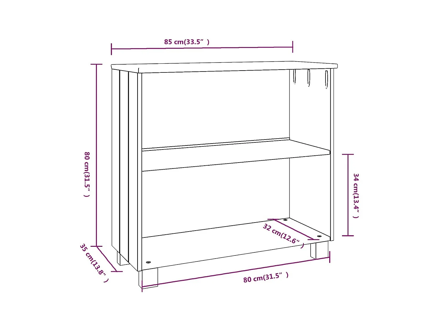 Credenza HAMAR Grigio Chiaro 85x35x80 cm Legno Massello di Pino