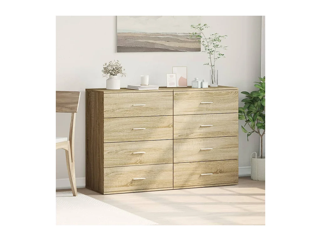 Buffets 2 pcs chêne sonoma 60x39x80 cm bois d'ingénierie