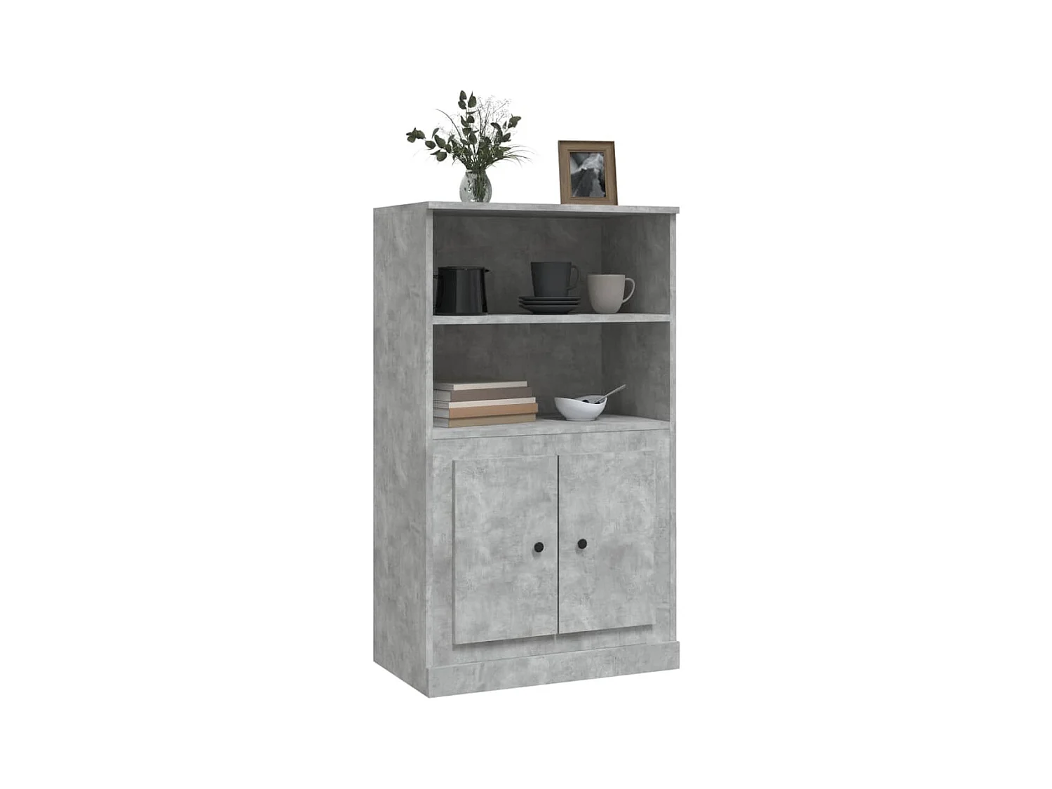 Buffet haut gris béton 60x35,5x103,5 cm bois d'ingénierie