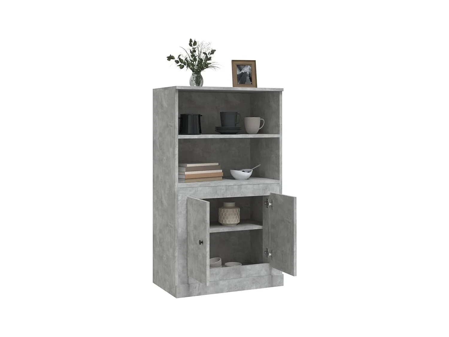 Buffet haut gris béton 60x35,5x103,5 cm bois d'ingénierie