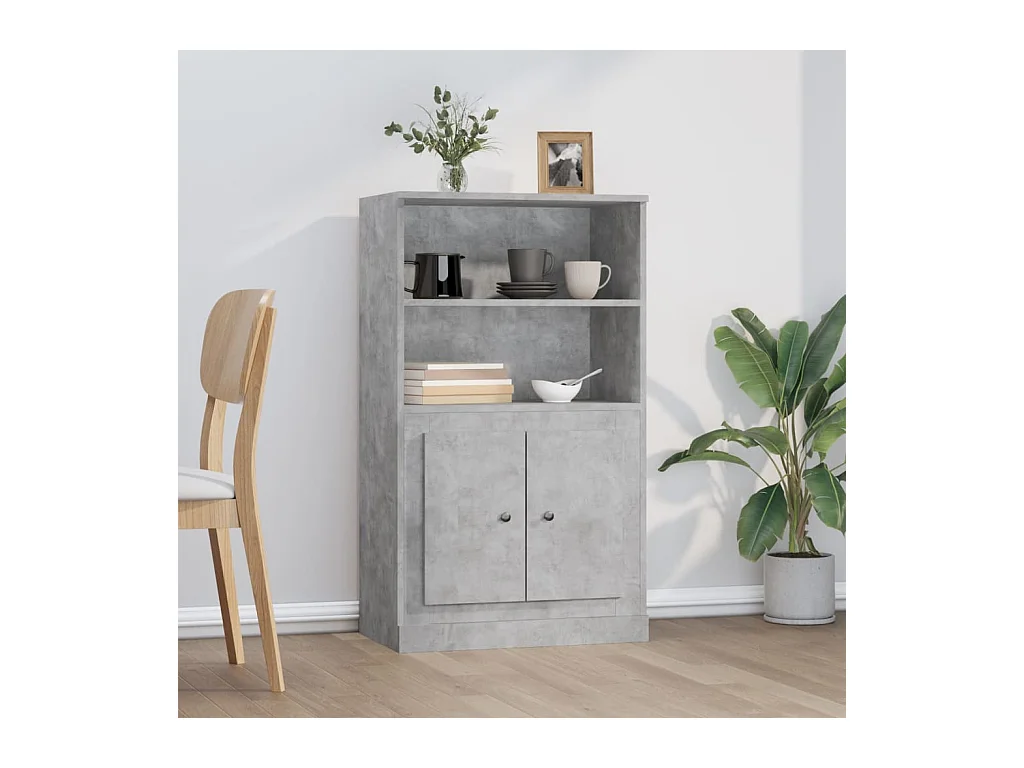Buffet haut gris béton 60x35,5x103,5 cm bois d'ingénierie