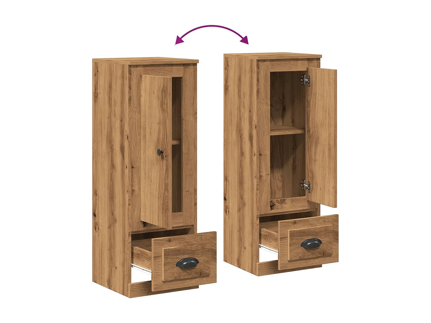 Hohes Sideboard aus handgefertigter Eiche 36x35,5x103,5 cm Holzwerkstoff