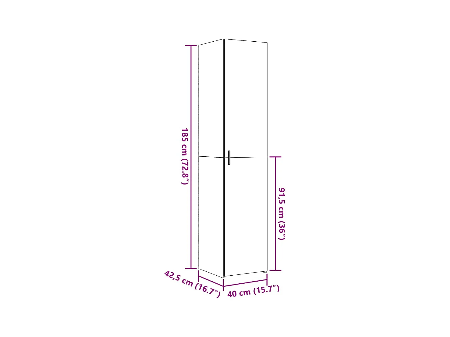 Buffet haut chêne sonoma 40x42,5x185 cm bois d'ingénierie