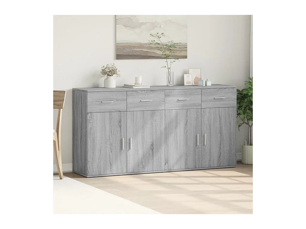 Buffets 2 pcs sonoma gris 79x38x80 cm bois d'ingénierie