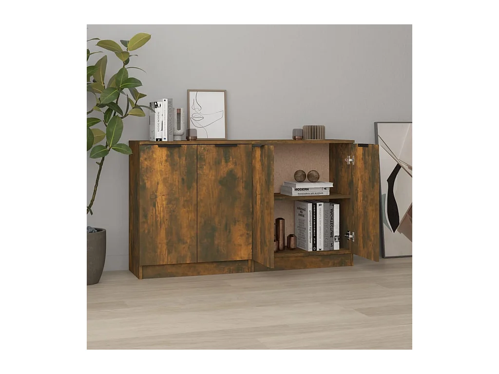 Buffets 2 pcs Chêne fumé 60x30x70 cm Bois d'ingénierie