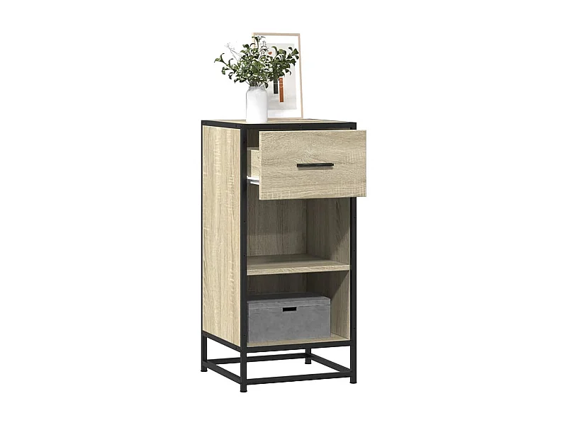 Buffet chêne sonoma 35,5x35x76 cm bois d'ingénierie et métal